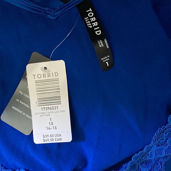 NWT Torrid Cobalt Electric Blue Cami Lace Trim Sleep 1 - Picture 5 of 6